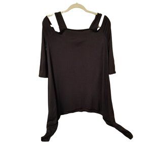 Isaac Liev black assymetric blouse size Large